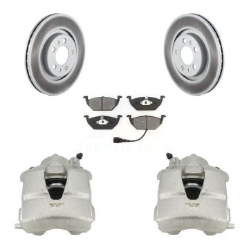 Front Brake Caliper Coat Rotors & Semi-Metallic Pad Kit For Volkswagen Jetta Beetle Golf KCG-100473S