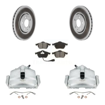 Front Disc Brake Caliper Coat Rotor Semi-Metallic Pad Kit For 2006 Volkswagen Jetta 2.0L KCG-100474S