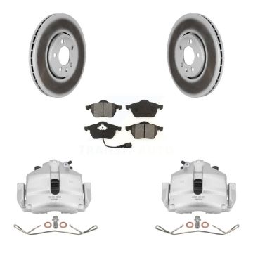Front Brake Caliper Coat Rotor Semi-Metallic Pad Kit For 2006 Volkswagen Jetta 2.5L/1.9L KCG-100475S