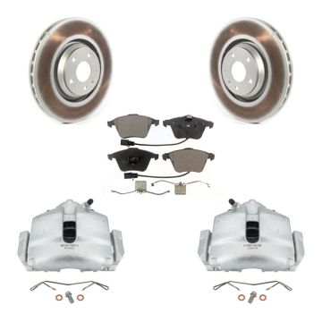 Front Disc Brake Caliper Coated Rotors And Ceramic Pads Kit For Audi TT Quattro KCG-100475T