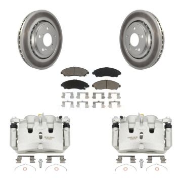 Front Disc Brake Caliper Coat Rotors Ceramic Pad Kit For Honda Pilot Ridgeline Acura MDX KCG-100476C