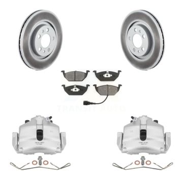 Front Brake Caliper Coat Rotor Semi-Metallic Pad Kit For 2006 Volkswagen Jetta 2.5L/1.9L KCG-100477S