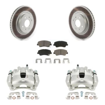 Front Brake Caliper Coat Rotor Ceramic Pad Kit For Kia Rio LX EX With 14" Factory Wheels KCG-100479C