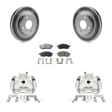 Front Disc Brake Caliper Coated Rotors And Semi-Metallic Pads Kit For Nissan Versa Cube KCG-100479P