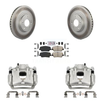 Front Brake Caliper Coat Rotor & Ceramic Pad Kit For 14-15 Kia Sorento Limited with 3.3L KCG-100481N