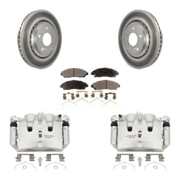 Front Disc Brake Caliper Coat Rotors Ceramic Pad Kit For Honda Pilot Ridgeline Acura MDX KCG-100482T