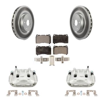 Front Disc Brake Caliper Coated Rotors And Semi-Metallic Pads Kit For Subaru Impreza WRX KCG-100483P