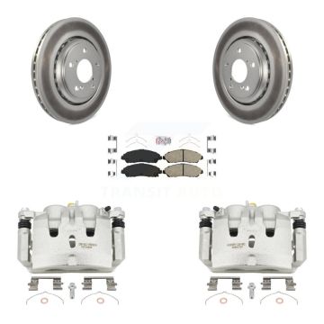 Front Disc Brake Caliper Coat Rotors Ceramic Pad Kit For Honda Pilot Ridgeline Acura MDX KCG-100485N