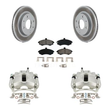 Front Disc Brake Caliper Coated Rotors And Semi-Metallic Pads Kit For Hyundai Elantra KCG-100485S