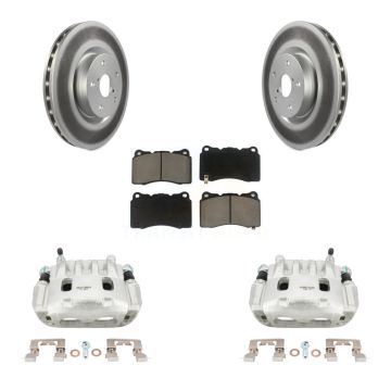 Front Disc Brake Caliper Coated Rotors And Ceramic Pads Kit For Subaru Impreza WRX KCG-100486C
