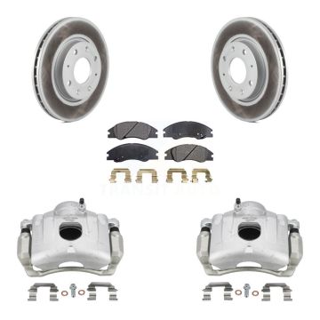 Front Disc Brake Caliper Coated Rotors And Ceramic Pads Kit For Kia Spectra Spectra5 KCG-100487T