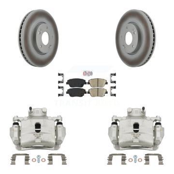 Front Disc Brake Caliper Coated Rotors And Ceramic Pads Kit For 2014 Hyundai Sonata 2.0L KCG-100488N