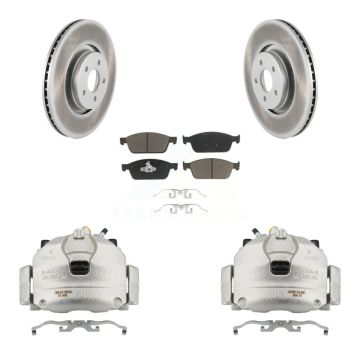 Front Disc Brake Caliper Coated Rotors And Ceramic Pads Kit For Lincoln MKC KCG-100490C