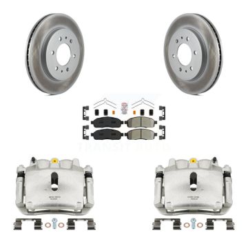 Front Brake Caliper Coat Rotor Semi-Metallic Pad Kit For 09 Ford F-150 With 6 Lug Wheels KCG-100490N