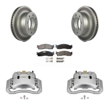 Front Disc Brake Caliper Coat Rotor & Semi-Metallic Pad Kit For Dodge Ram 1500 3500 2500 KCG-100490P