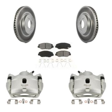 Front Disc Brake Caliper Coated Rotors And Semi-Metallic Pads Kit For Honda Civic KCG-100490S