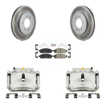 Front Brake Caliper Coat Rotor Semi-Metallic Pad Kit For 09 Ford F-150 With 6 Lug Wheels KCG-100491N