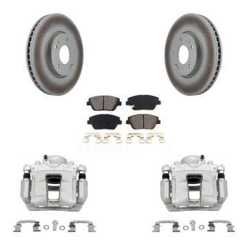 Front Disc Brake Caliper Coat Rotors Semi-Metallic Pad Kit For Hyundai Sonata Kia Optima KCG-100491S