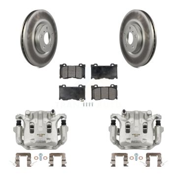 Front Brake Caliper Coat Rotor Ceramic Pad Kit For 09-13 INFINITI G37 With Brembo Brakes KCG-100491T
