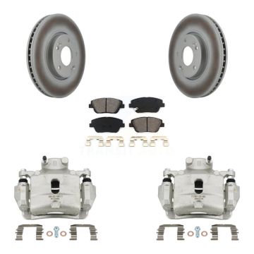 Front Disc Brake Caliper Coat Rotor & Semi-Metallic Pad Kit For 2014 Hyundai Sonata 2.0L KCG-100492S