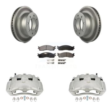Front Disc Brake Caliper Coated Rotors And Semi-Metallic Pads Kit For Dodge Ram 1500 KCG-100493P