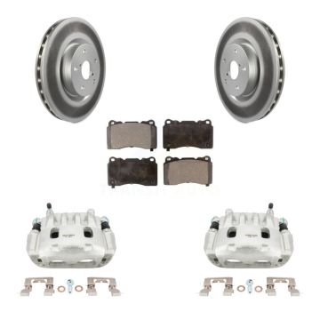 Front Disc Brake Caliper Coated Rotors And Ceramic Pads Kit For Subaru Impreza WRX KCG-100493T