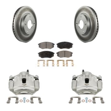 Front Brake Caliper Coat Rotor Semi-Metallic Pad Kit For Hyundai Tucson Kia Sportage FWD KCG-100496P