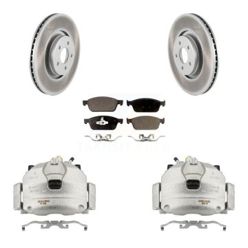 Front Disc Brake Caliper Coated Rotors And Ceramic Pads Kit For Lincoln MKC KCG-100497T