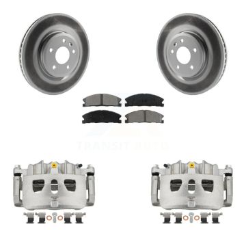 Front Disc Brake Caliper Coat Rotor & Semi-Metallic Pad Kit For 2013 Ford Explorer Sport KCG-100498S