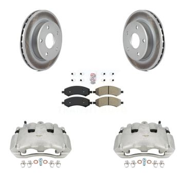 Front Brake Caliper Coat Rotors Semi-Metallic Pad Kit For Dodge Dakota Mitsubishi Raider KCG-100500N