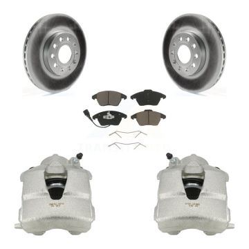 Front Disc Brake Caliper Coated Rotors And Ceramic Pads Kit For Volkswagen Jetta KCG-100502C