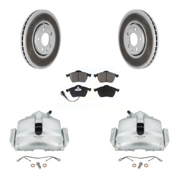 Front Disc Brake Caliper Coated Rotor And Ceramic Pad Kit For 2006 Volkswagen Jetta 2.0L KCG-100505C