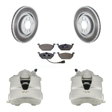 Front Brake Caliper Coat Rotor And Ceramic Pad Kit For Volkswagen Jetta Beetle Golf City KCG-100506T