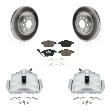 Front Brake Caliper Coat Rotor Ceramic Pad Kit For Volkswagen Jetta Golf Beetle Audi Eos KCG-100508C