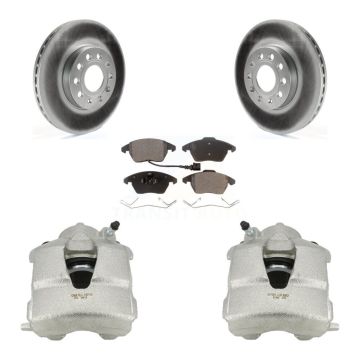 Front Disc Brake Caliper Coated Rotors And Ceramic Pads Kit For Volkswagen Jetta KCG-100509T