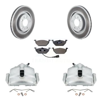 Front Disc Brake Caliper Coated Rotor And Ceramic Pad Kit For 2006 Volkswagen Jetta 2.0L KCG-100510T