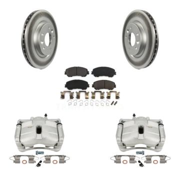 Front Disc Brake Caliper Coated Rotors And Semi-Metallic Pads Kit For Nissan Rogue Sport KCG-100513P