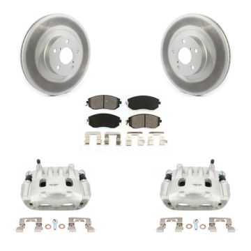 Front Disc Brake Caliper Coat Rotor Semi-Metallic Pad Kit For Subaru Forester Impreza XV KCG-100513S