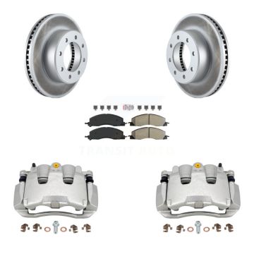 Front Brake Caliper Coat Rotor Semi-Metallic Pad Kit For 2012 Ram 1500 With 8 Lug Wheels KCG-100514N