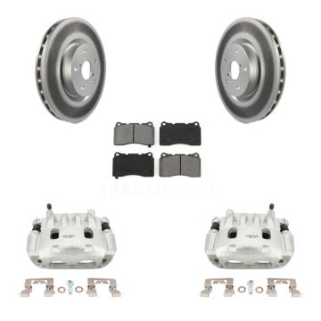Front Disc Brake Caliper Coated Rotors And Semi-Metallic Pads Kit For Subaru Impreza WRX KCG-100514S