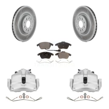 Front Disc Brake Caliper Coat Rotors & Ceramic Pad Kit For Volkswagen Jetta Golf Audi A3 KCG-100514T