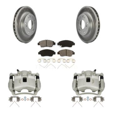 Front Disc Brake Caliper Coat Rotors And Semi-Metallic Pad Kit For Honda Civic Acura RSX KCG-100518S