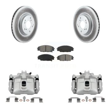 Front Brake Caliper Coat Rotors Semi-Metallic Pad Kit For 06-11 Honda Civic Si with 2.0L KCG-100519S