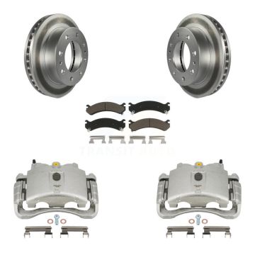 Front Brake Caliper Coat Rotor & Ceramic Pad Kit For GMC Chevrolet Sierra 2500 HD Savana KCG-100520C