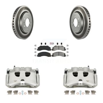 Front Disc Brake Caliper Coated Rotors And Semi-Metallic Pads Kit For Ford F-150 KCG-100520N