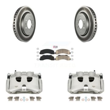 Front Disc Brake Caliper Coated Rotors And Ceramic Pads Kit For Ford F-150 KCG-100521N