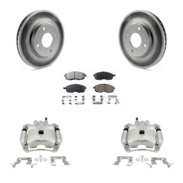 Front Disc Brake Caliper Coated Rotors And Semi-Metallic Pads Kit For Nissan Sentra KCG-100521P