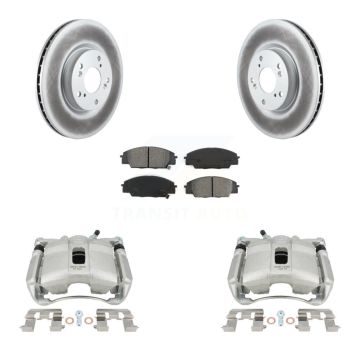 Front Disc Brake Caliper Coat Rotor Semi-Metallic Pad Kit For 2007-2010 Acura CSX Type-S KCG-100523S