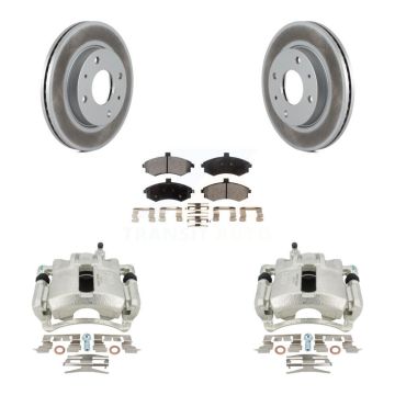 Front Disc Brake Caliper Coated Rotors And Ceramic Pads Kit For Hyundai Elantra KCG-100523T