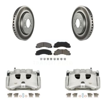 Front Disc Brake Caliper Coated Rotors And Ceramic Pads Kit For Ford F-150 KCG-100525C
